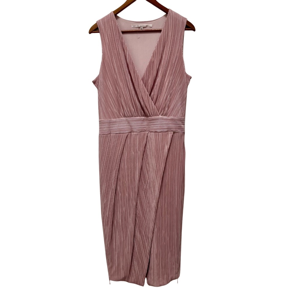 Rachel Roy Womens Pink Pleated Sleeveless Midi Dress Size 0X Work Party Cocktail